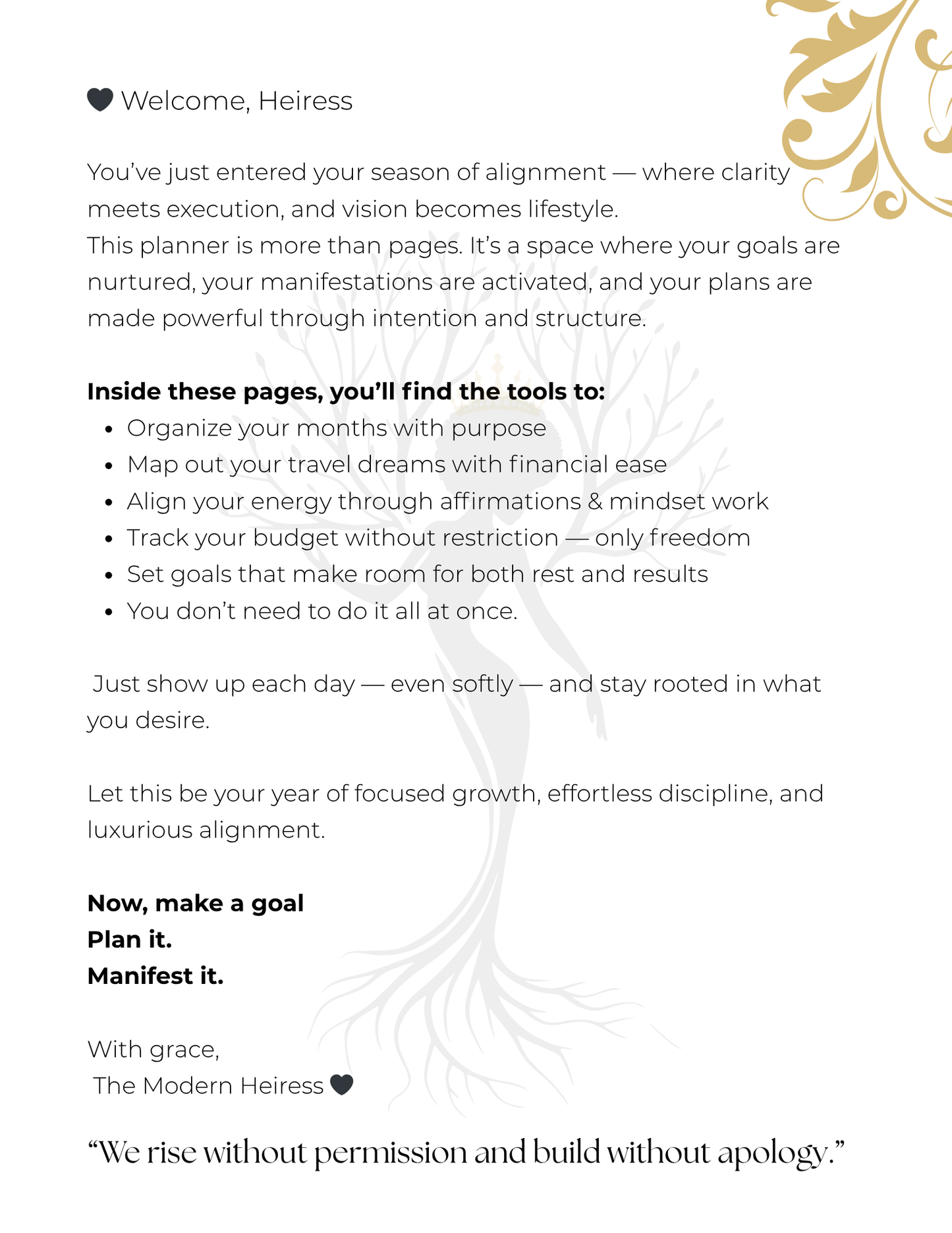 Plan • Goal • Manifest: Monthly Planner Goals and Manifestations: Organize dreams, map goals, and budget smart all in one place